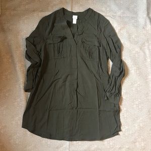 H&M Khaki Green Split Neck Tunic